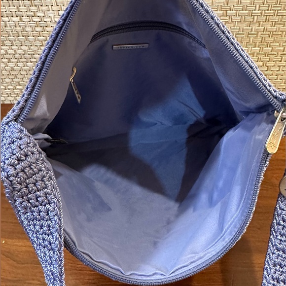 🌟HP🌟VTG 1990s-2000s The Sak Cornflower Blue Crochet Shoulder Bag - Picture 6 of 11